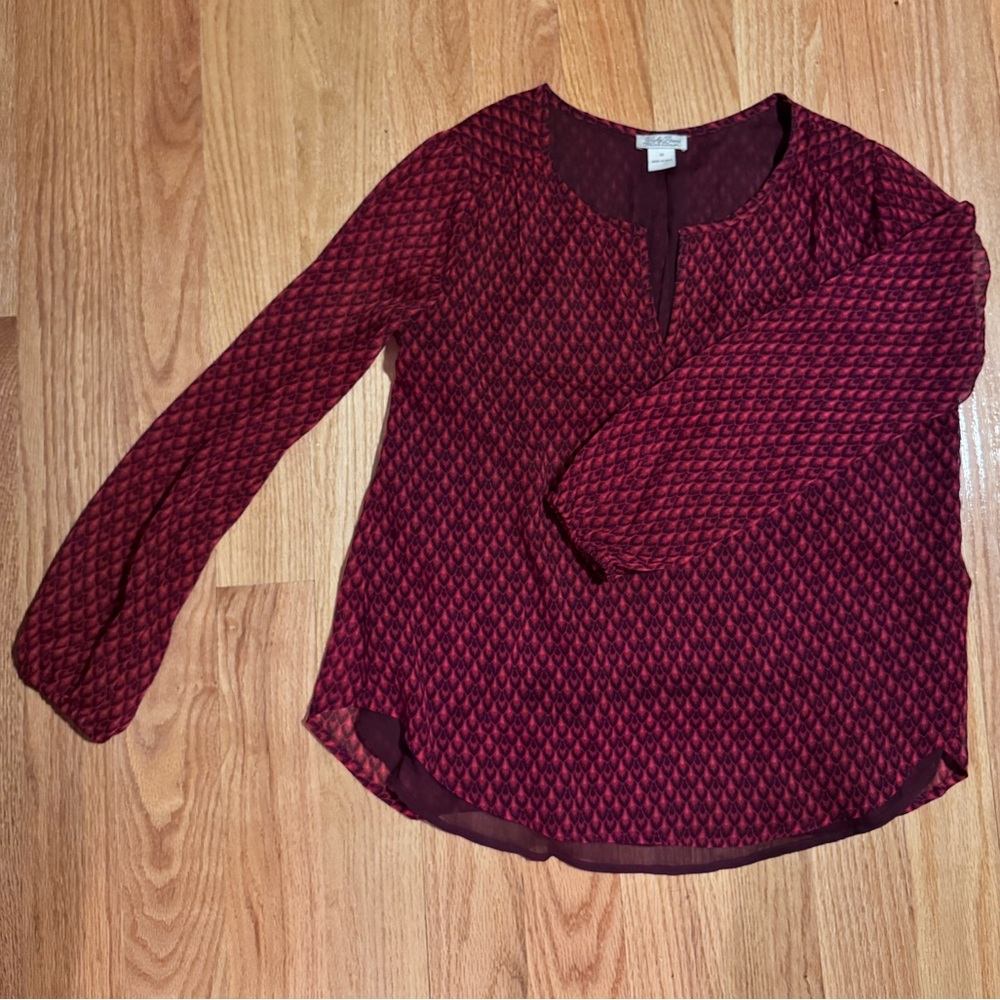 Lucky Brand Women's Burgundy Patterned Top